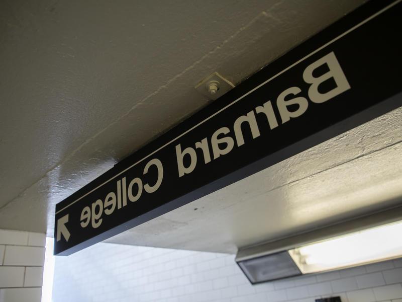 Barnard College subway sign with arrow